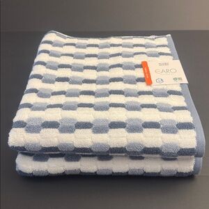 2pc CARO HOME 100% Cotton Mosaic Bath Towel Set - Denim